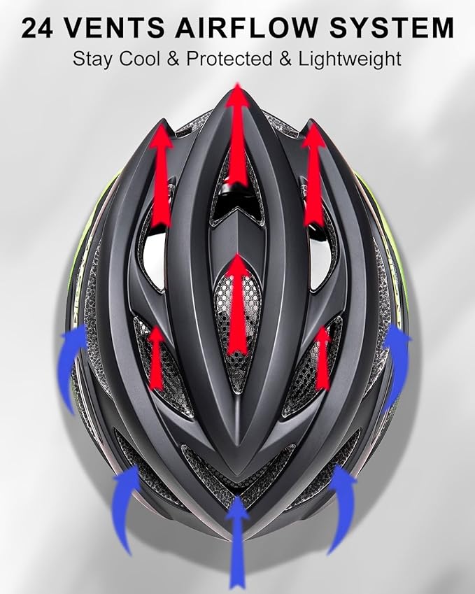 KINGBIKE Bike Helmet for Adult Men Women Youth Road Commute Mountain Cycling Helmets with USB Rechargeable Light Replaceable Padding and Visors Lightweight 20.4-23.6in
