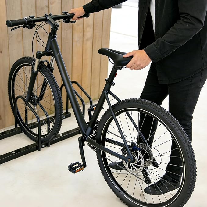 Bike Rack Floor Stand Parking for 3 Bikes,Ideal Bike Storage Organizer for Mountain & Road Bikes with 22-28" Wheel Stand & 2.2" Tire Width, Bike Stand for Garage/Indoor/Outdoor