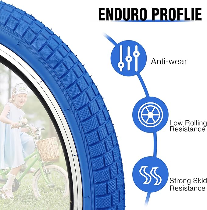 12/16/20x2.125 Bike Tires 1/2 Pack 12/16/20 Inch Kids Folding Replacement Tire/Tube Suitable for Tires 12/20x2.1 12/16/20x2. 125 12/20x2.25, Multiple Colors