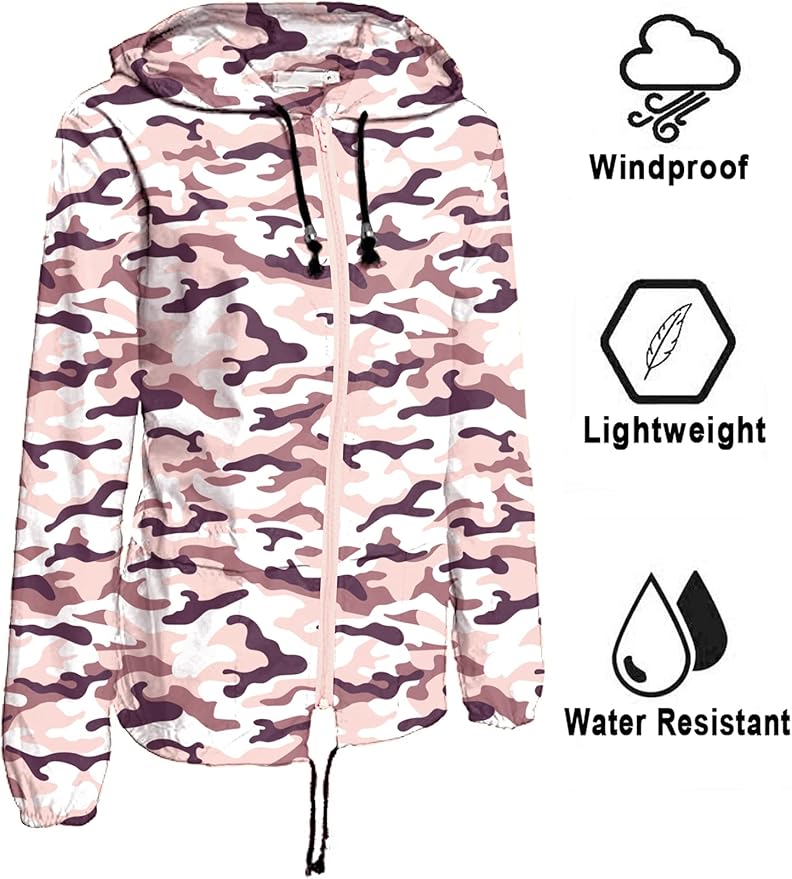 Avoogue Raincoat Women Lightweight Waterproof Rain Jackets Packable Outdoor Hooded Windbreaker
