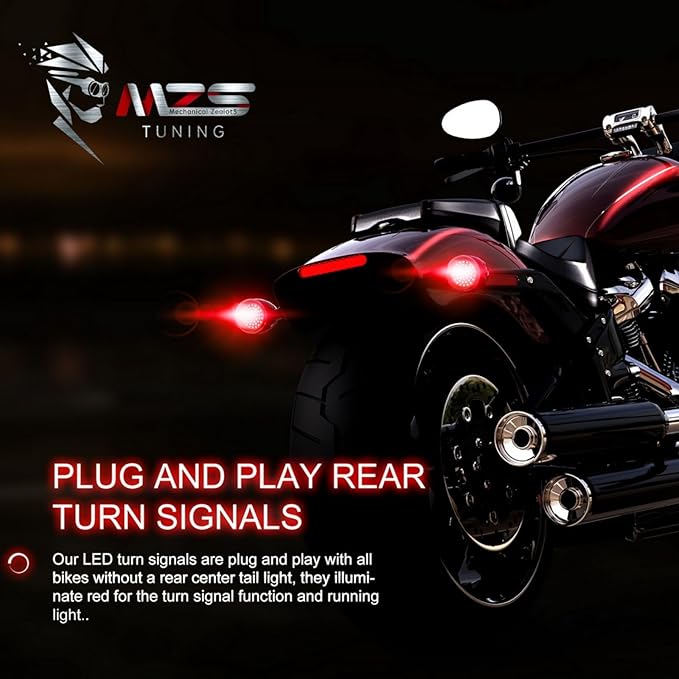 MZS 1157 LED Bulb Motorcycle Turn Signals Running Light Kit, Red Upgraded LED Beads 2" Bullet Style with Dual Color Front or Rear Compatible For Most Family Motorcycles-Pack of 2