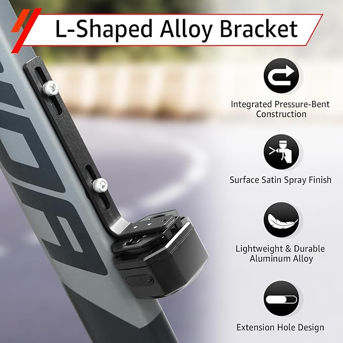 Cruxer Bike Alarm with L-Shaped Bracket for Water Bottle Cage Mount, USB Rechargeable Wireless Anti-Theft Vibration Alarm, 110db Volume and Sensitivity Adjustable Sensor Burglar System with Remote