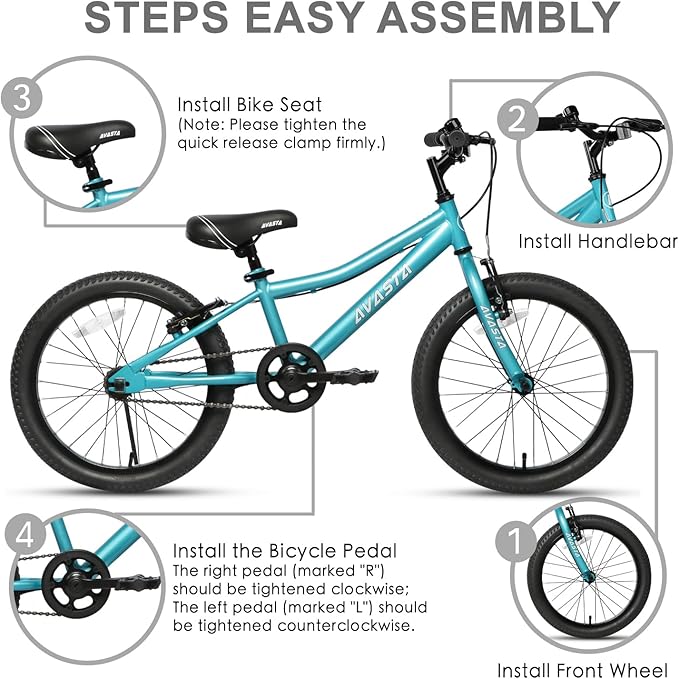 AVASTA Bilbo 18 20 24 Inch Kids Bike for Boys Girls 5-14 Years Old, Retro Style High Carbon Steel Bicycle with Adjustable Handlebars and Seat, Dual V-Brakes, Kickstand, Multiple Colors