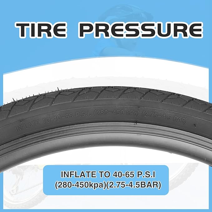 MEGHNA Bike Tire 20/24/26/27.5 inch Foldable Replacement Cruiser Bike Tire Mountain Bike Groove Anti-Slip with Tire Lever for Kids Hybrid Bike