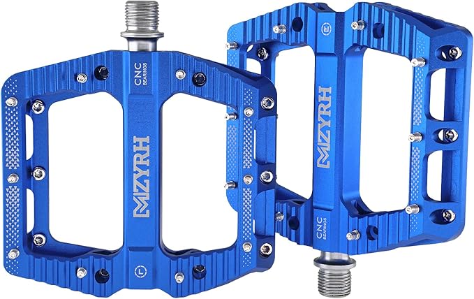 MZYRH Road/Mountain Bike Pedals MTB Pedals Bicycle Flat Pedals 3 Bearings 9/16” Aluminum Alloy Bicycle Platform Pedals for BMX MTB