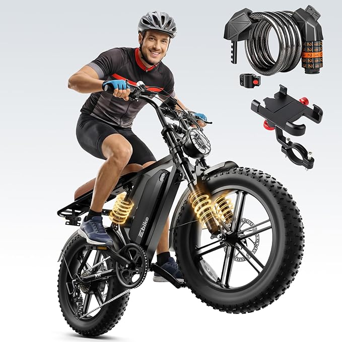 TST Electric Bike for Adults, 1500W Peak Motor 32MPH Off-Road Ebike, 48V 15AH Removable Battery, 20x4.0 Fat Tire E-Bike with Dual Suspension, APP & LCD, UL 2849 Certification