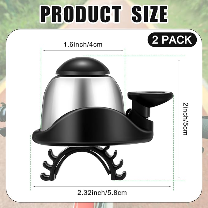 Mudder 2 Pcs Bike Bell Adjustable Bike Ring Bell Aluminum Bike Ring Bicycle Cycling Bell Cycling Ringing Horn with Loud Sound Mini Bike Bell for Adults Kids Road Bike Mountain Bike Sports
