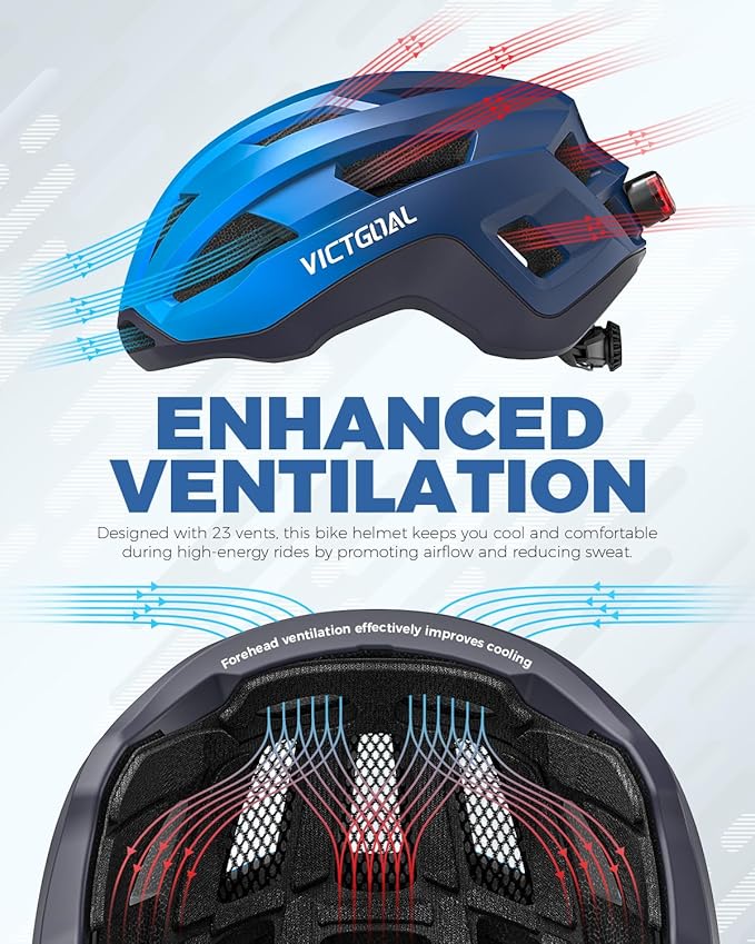 VICTGOAL Road Bike Helmet Adult Men Women with Detachable Magnetic Rear Light, Bicycle Helmet Adjustable Breathable Road Cycling Helmet for Road Mountain Riding