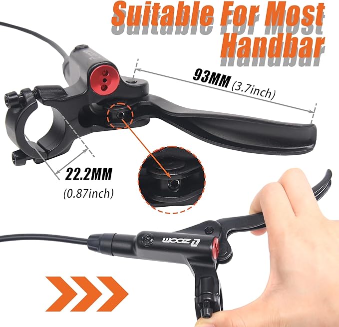 BUCKLOS Zoom MTB 4 Piston Hydraulic Disc Brakes Set, Left Front 850mm Right Rear 1550mm Mountain Bike Hydraulic Brake Aluminum Alloy Lever with Caliper is/PM Adapter (Pre-Bled)
