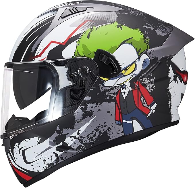 VCOROS Full Face Dual Visor Motorcycle Helmet for Adults Motorbike Street Bike Racing Helmets X9 DOT Approved with Black Visor