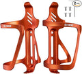 Corki Cycles Right Side Load Water Bottle Cage, Side Entry Bike Water Bottle Holder for Road & Mountain Bikes -2 Pack-Orange-Aluminum Alloy