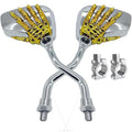 Pairs of Distinctive Skull Skeleton Hand Bicycle Mirror, Rearview Side Mirror Handlebar Mirror Mount Holder Clamp Adaptor 10mm for Scooter Moped Bike Standard Bike Motorcycle