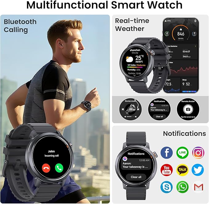 KOSPET Smart Watch for Men, 25 Days Battery, 1.43" AMOLED Smartwatch for iPhone&Android, IP68 Waterproof, 24/7 Heart Rate & Sleep Monitor, 170+ Sport Modes, Bluetooth Call (Answer/Make)