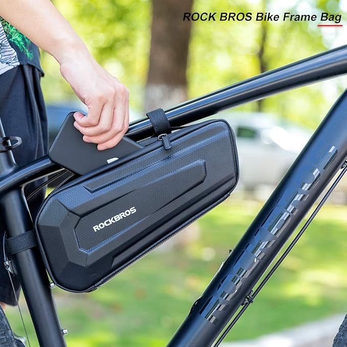 ROCK BROS Bike Frame Bag Bike Storage Triangle Bag Bicycle Under Top Tube Saddle Bag Water-Resistant EVA Cycling Bike Accessories Pouch for Mountain Road Bike
