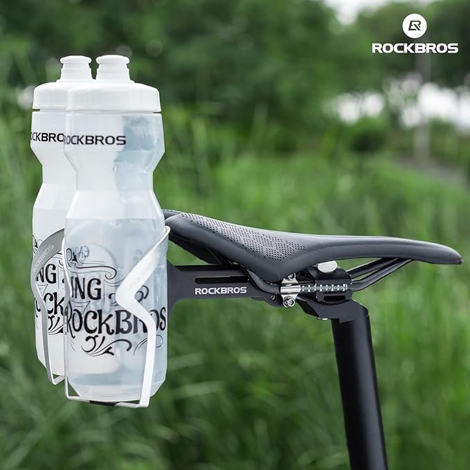 ROCKBROS Bike Water Bottle Cages Saddle Cage Converter with Adjustable Angle Aluminum Alloy Lightweight Bicycle Bottle Holder Saddle Mount Adapter Suitable for Road Bike MTB