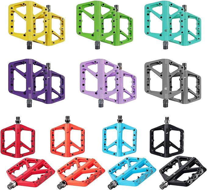 Light Weight Cycling Pedals Secure Grips Flat Mountain Bike Pedals with Sealed Bearing Suitable for Street Bikes 1 Pair
