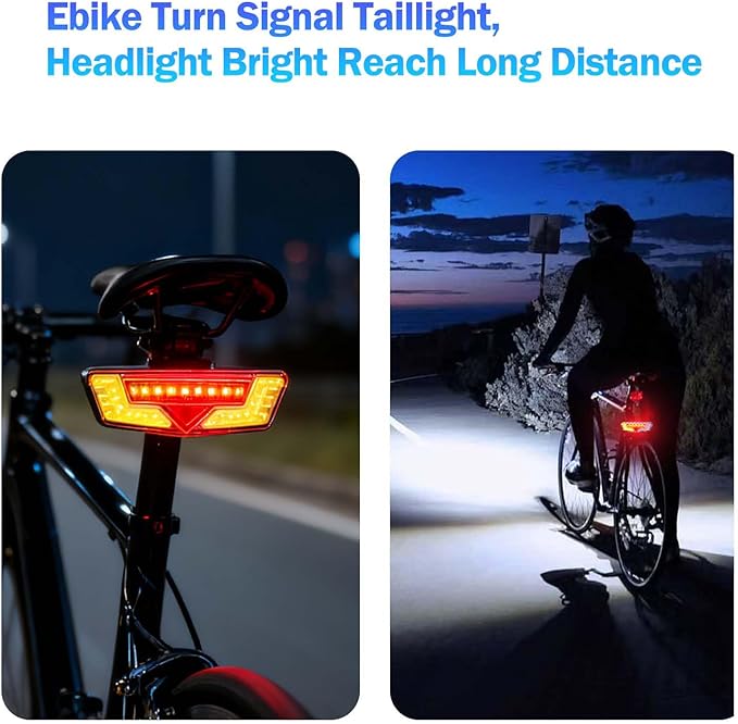 Ebike Light Kit, 24V 36V 48V Electric Bicycle Headlight & Taillight with Turn Signals, Super Bright Front Lamp 400 Lumens, Rear Light fits 80mm Rack