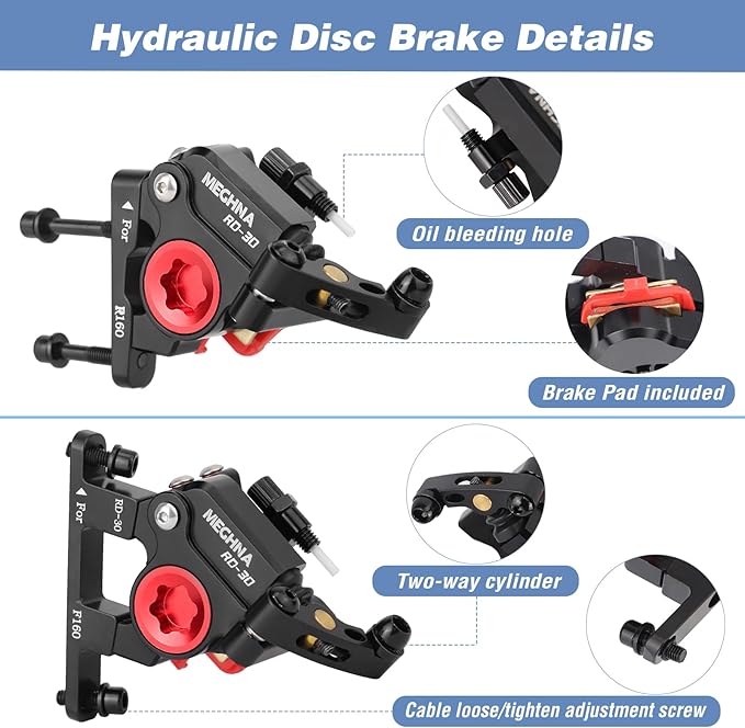 MEGHNA Hydraulic Disc Brake Set for Road Bike with 6 Bolts Brake Rotors and Brake Pads Lightweight Aluminum Line Pulling Hydraulic Brake Suitable for Racing Commuting Long Trip