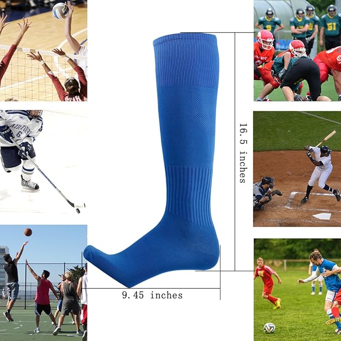 Three street Baseball Socks, Unisex Knee High Solid Sport Tube Compression Softball Football Soccer Team Socks 2-10 Pairs