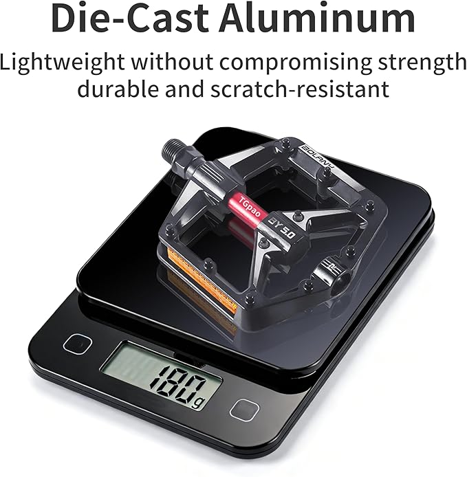 Bike Pedals - Aluminum Alloy Anti-Slip Bicycle Pedals, 2 Bearings & DU Bushings, Sealed Bearings, Reflective Strips, Universal for Mountain/Road/Folding Bikes