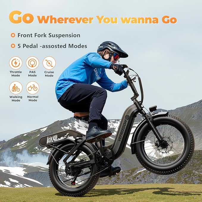 EUY Electric Bike for Adults with Peak 1500W Motor, 48V 20Ah Removable Battery Fast Ebike,Max 70Miles & 30MPH,20" x4.0 Fat Tire Commuting Electric Mountain Bike,7-Speed, Step-Thru Bicycle