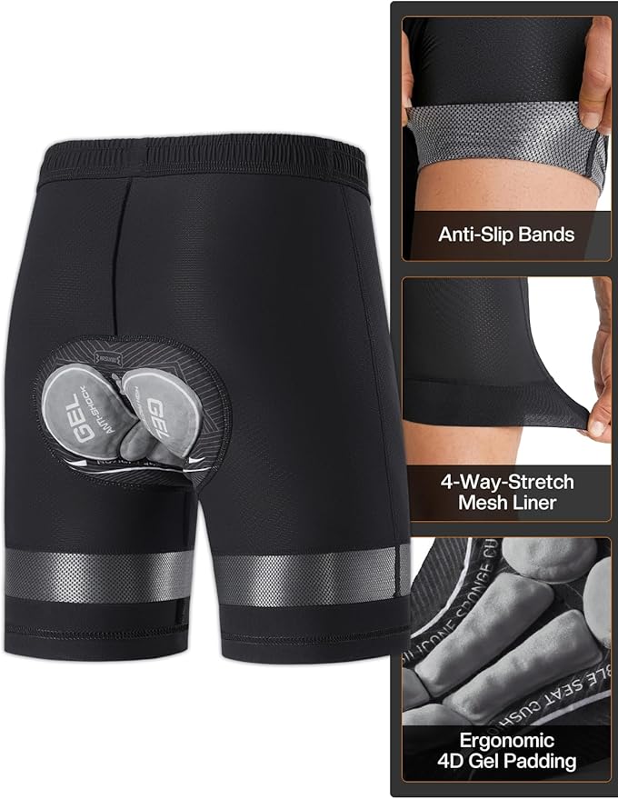 ARSUXEO Mens Mountain Bike Shorts Loose Fit Padded Bike Shorts Cycling Shorts Water-Resistant