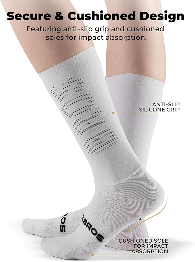 ROCKBROS Cycling Socks with Breathable Mesh, Moisture-Wicking & Odor-Resistant for Men & Women, Anti-Slip Silicone Grip