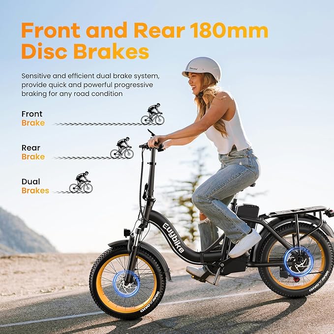 Folding Electric Bike for Adults with Peak 1000W Motor, 48V 20AH Battery up to 30MPH 80 Miles, 20" Fat Tire All Terrain Ebike, 7-Speed Commuter E Bike Black with Saddle Bag, Step-Thru, UL Certified