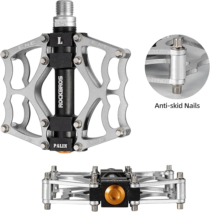 ROCKBROS Mountain Bike Pedals MTB Pedals CNC Non-Slip Lightweight Aluminum Alloy Bicycle Pedals Sealed Bearings Bicycle Platform Pedals 9/16" BMX Road Bike Pedal