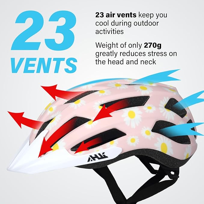 Youth Adult Road Bike Helmet, Men Women Adjustable Mountain Bicycle Helmet with Detachable Visor, 2 Sizes for Age 8-14+ Youth, Kids, Adult