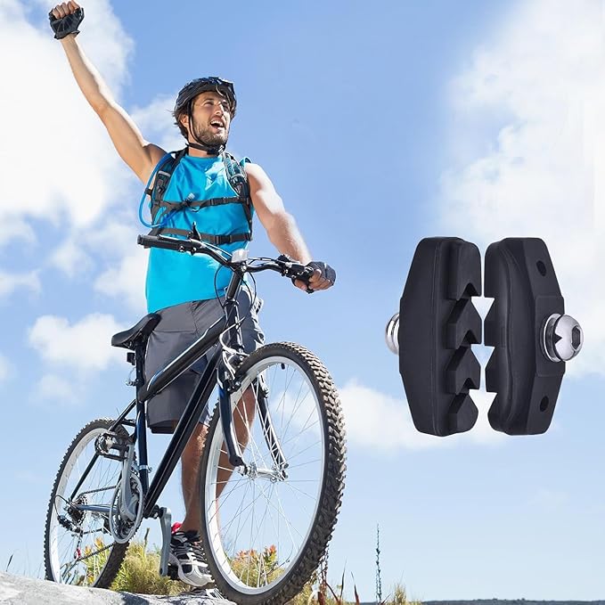 2 Pairs (4 Pieces) Bike Brake Pads, Rubber V-Brake Pads for Mountain & Road Bicycle,Quiet & Non-Skid Cycling Accessories for Enhanced Safety,50mm,Black