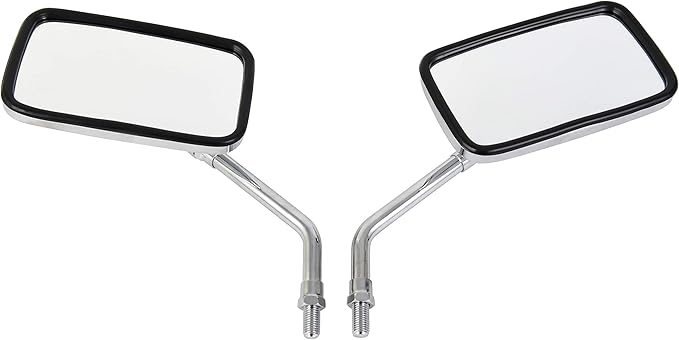 10 mm Bolt Chrome Motorcycle Universal Handlebar Rear view Side Mirrors Compatible with Harley Kawasaki Suzuki Aprilia Street Bike Cruiser Scooter Mirror SIZE: 125mm X 70mm (Chrome Silver)