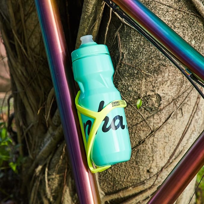 corki Cycles Bike Water Bottle Holder Right Side Load Water Bottle Cage for Road, MTB, Gravel Bicycle Yellow 1-Pack