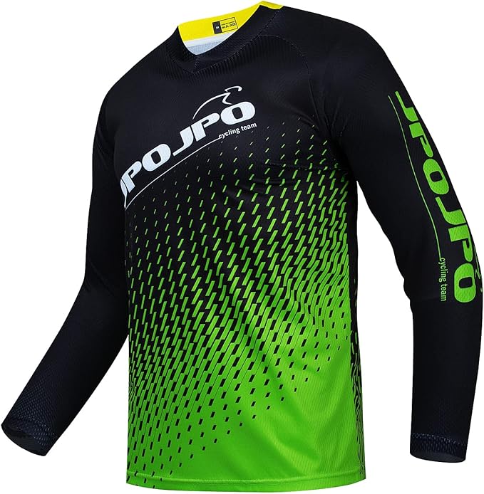 JPOJPO Men's Mountain Bike Jersey Long Sleeve MTB Off-Road Racing Downhill Motocross Shirts Quick Dry&Moisture-Wicking Tops