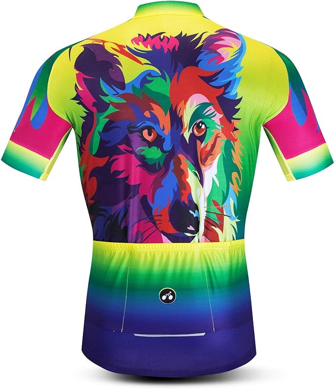 Men Cycling Jersey Skull Bike Short Sleeve Tops Quick-Dry Reflective 3-Pockets S-3XL