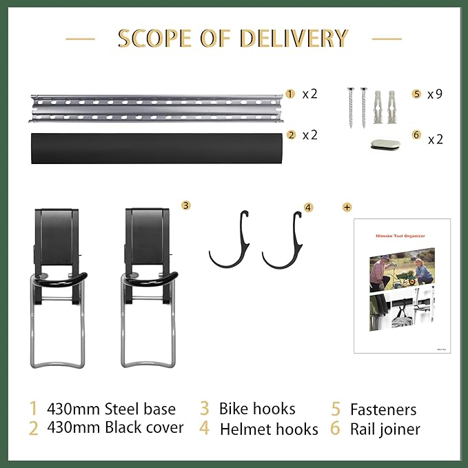 Adjustable Garage Bike Rack – Heavy-Duty Vertical Wall Mount Storage for 2 Bikes & 2 Helmets, Space-Saving Design, 500 lbs Weight Capacity