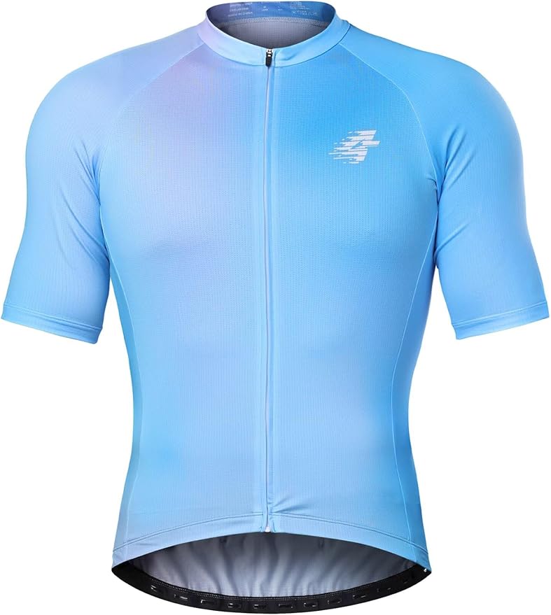 LAMEDA Men's Cycling Jersey Breathable Lightweight Short Sleeve Elastic Pro Road Bike Shirt Full Zip
