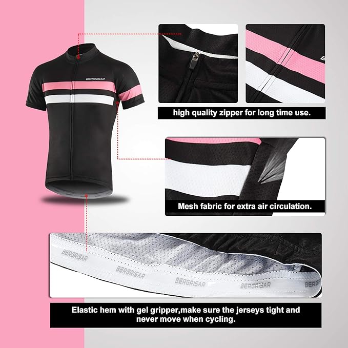 BERGRISAR Men's Cycling Jerseys Short Sleeves Bike Shirt