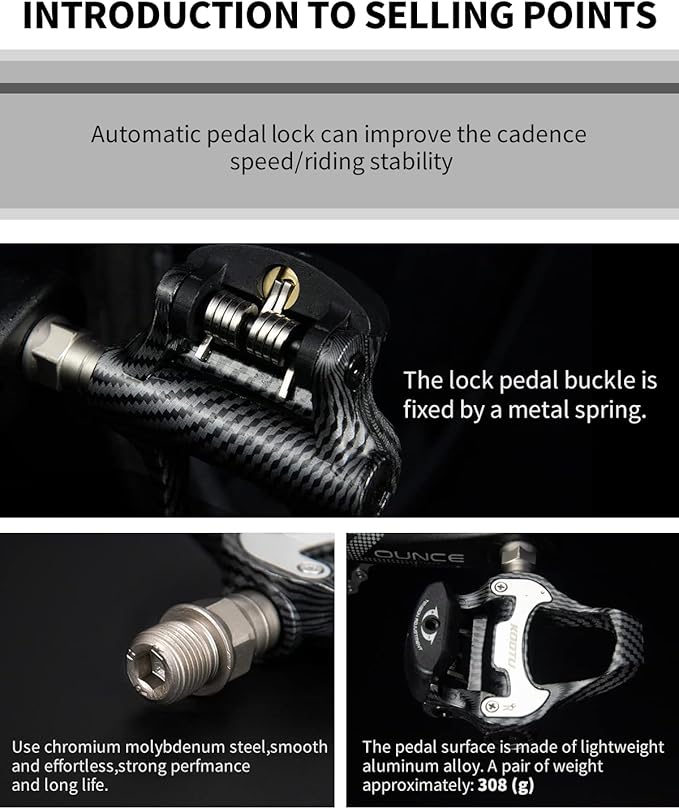 KOOTU KEO Bike Pedals 9/16" Universal Road Bike Pedals Bicycle Platform Pedals Clipless Pedals Suitable for Road Bike Spin Bike MTB Indoor Bike