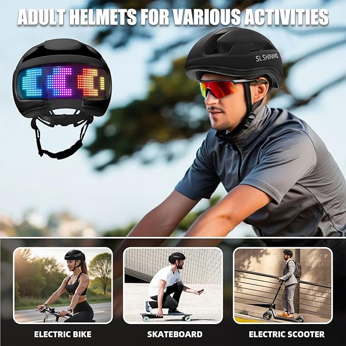 Smart Bike Helmet with Light: Bicycle Helmets for Adult Teens for Mountain & Road Cycling Electric Scooter Skateboard Skating