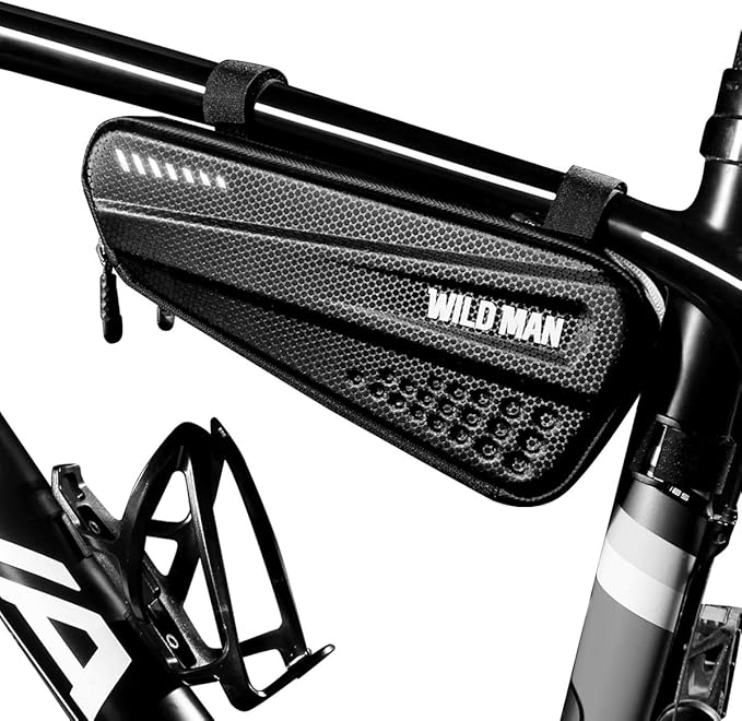 Bike Frame Bag, Waterproof Bicycle Bag Cycling Front Top Tube Pouch Pannier Bike Triangle Bag Front Saddle Frame Pouch for Outdoor MTB Road Mountain Bike Crossbar Storage Bags with Reflective Stripe
