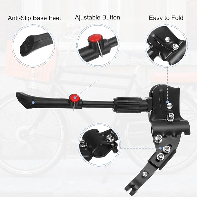 Bike Kickstand for Specialized Turbo Tero Turbo Vado Turbo Vado SL Venge Vita, Aluminum Adjustable Kickstand Foot Side Stand Suppor Rear Side Bicycle Stand with Non-Slip Rubber Foot,B