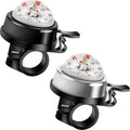 Qisan 2 Pieces Aluminum Alloy Compass Bicycle Bells for Handlebars Loud Crisp Clear Sound 22.2mm Bike Horn for Riders | Mountain Bike Accessories for Men | Loud Horn Bicycle Accessories -Silver&Black