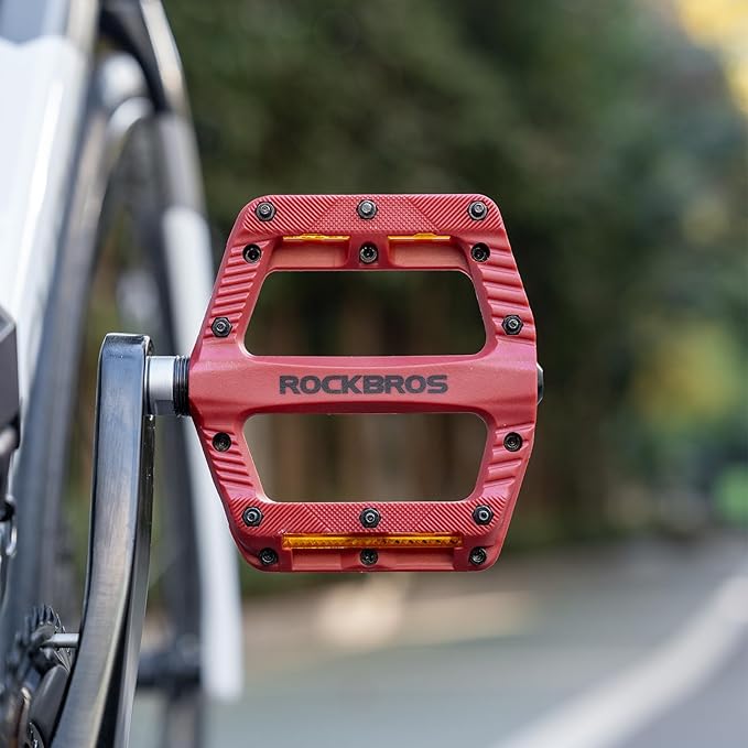 ROCKBROS Mountain Bike Pedals Bicycle Nylon Pedals 9/16 Inch Sealed Bearing Lightweight Platform for Road Mountain BMX MTB Bike