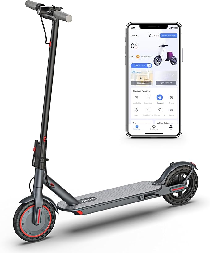 Electric Scooter for Adults - 19/22MPH & 15/22Mile Range, 8.5"/10" Solid Tires Folding Commuter E-Scooter with Dual Suspension, App Control & Dual Brake System, with Seat