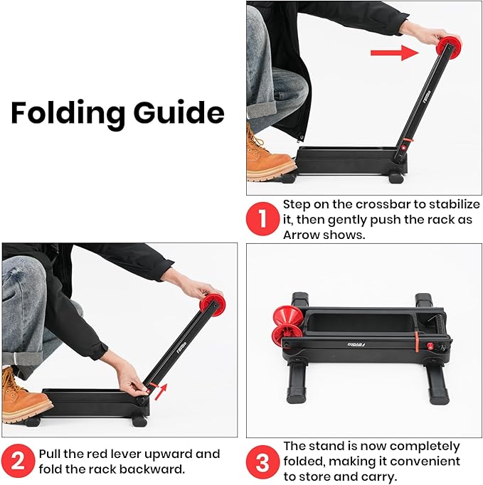 Favoto Floor Bike Stand Rack - Fit 20”-29” Road Bike and MTB - Foldable Indoor Outdoor Garage Storage Rack