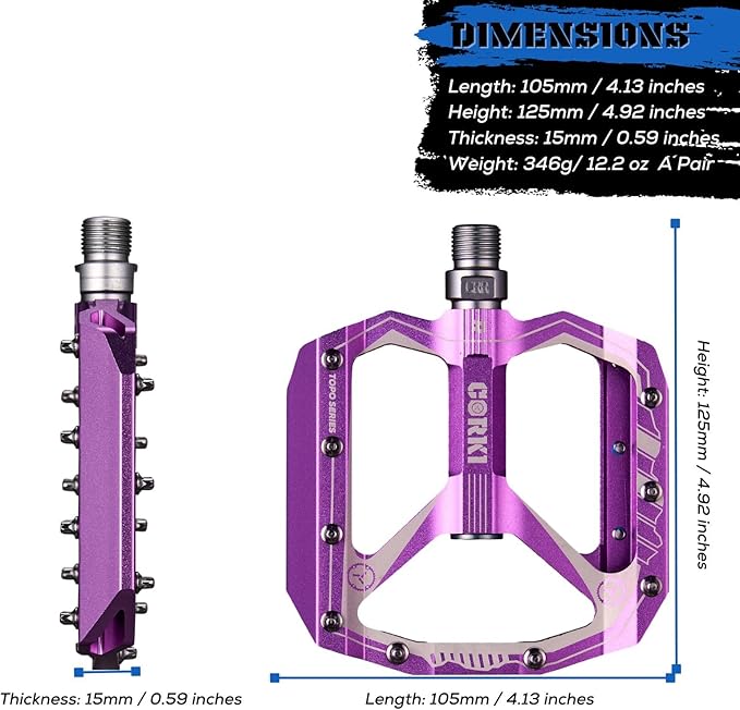 corki Extra Large Mountain Bike Pedals Flat, Aluminum Alloy MTB Pedals, Wide Platform Pedals 9/16"(Black Red Purple Green)