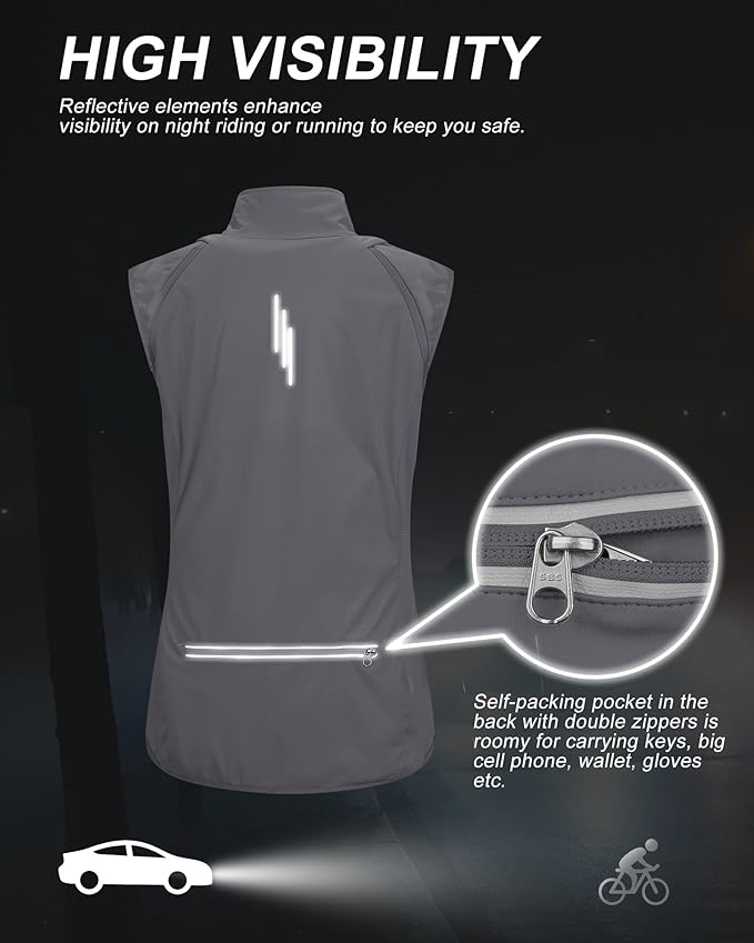 33,000ft Women's Zip Up Lightweight Athletic Workout Yoga Cycling Track Running Jacket Waterproof Windproof Reflective