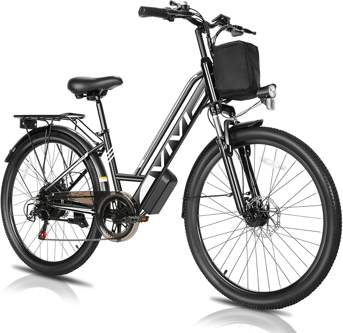 Vivi MT26GUL Electric Bike 26" Step Through Electric Bicycle with Removable 48V 374.4Wh Battery, 750W Peak Motor, 21.7Mph Top Speed, Up to 50 Miles, Cruise Control, 7 Speed, SGS Certified to UL2849