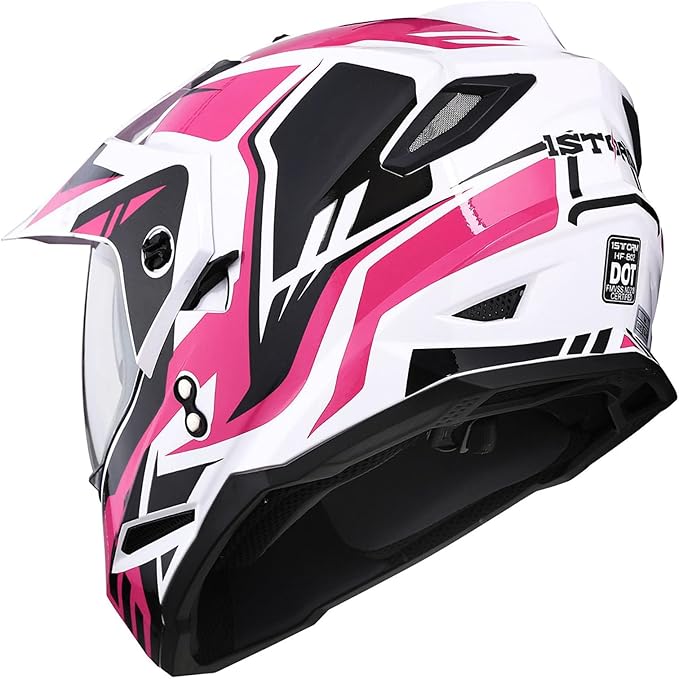 1Storm Dual Sport Motorcycle Motocross Off Road Full Face Helmet Dual Visor: HF802